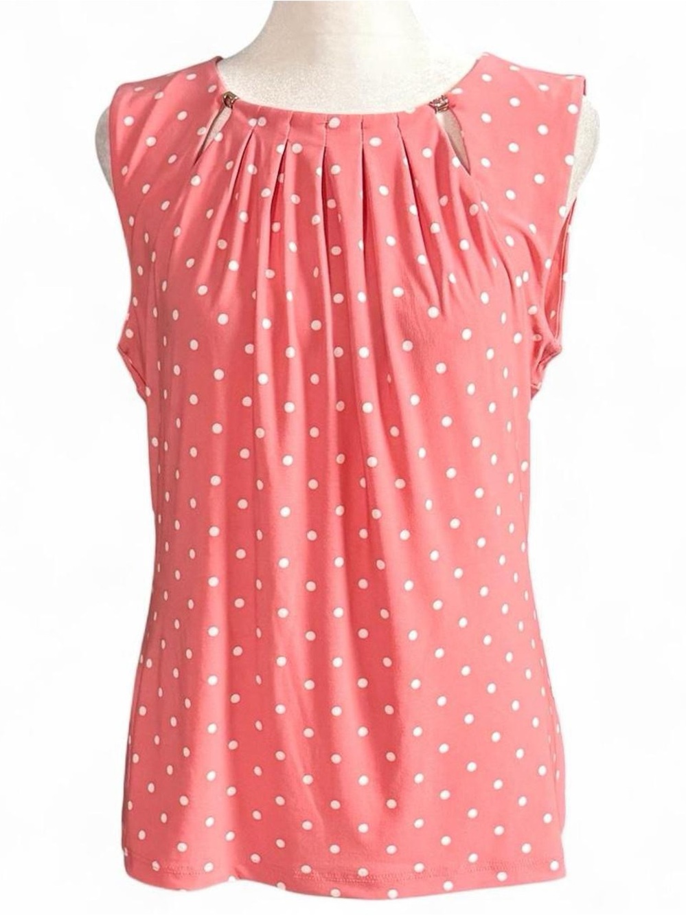 Tommy Hilfiger Pink Polka Dot Sleeveless Top Size Small Like New